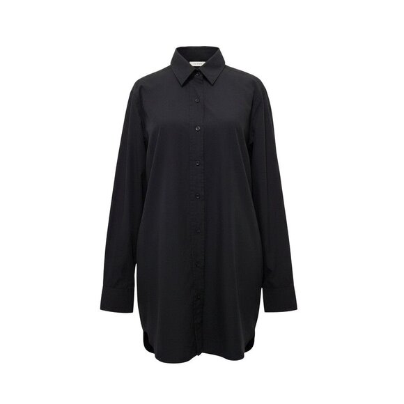 Jarbo Womens Long Sleeve Black Button-Up Tunic Shirt Euro 40 US 8 Minimalist - Picture 2 of 7